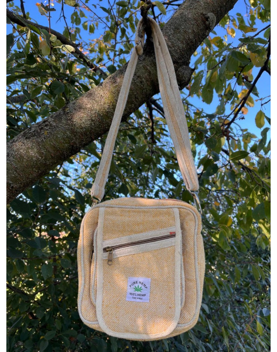 Ethno kabelka z konope - žlto biela